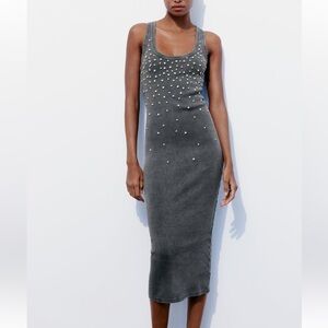 Zara jeweled ribbed dress
